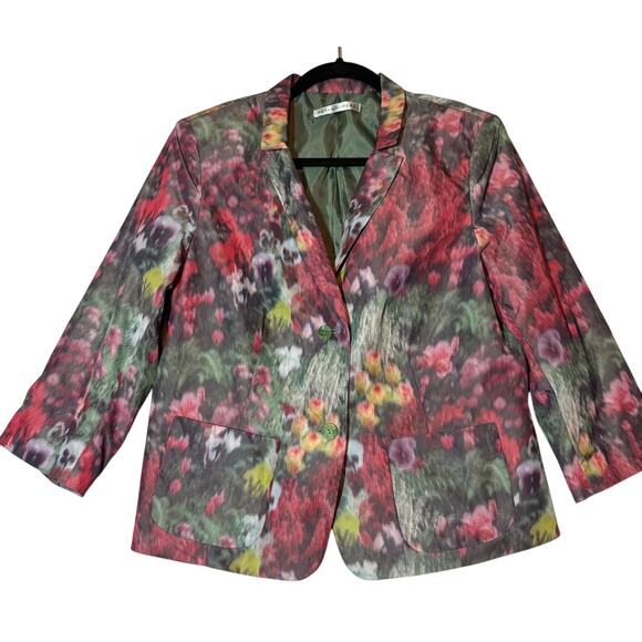 Peter Nygard Floral Polyester Blazer Jacket 3/4 Sleeve Women's NO SIZE TAG - Picture 1 of 8